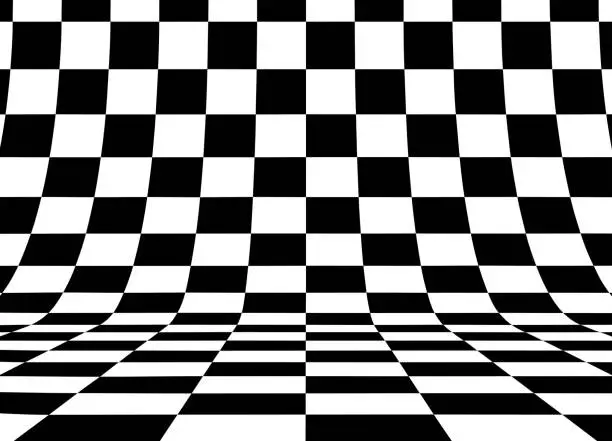 Vector illustration of Perspective checkered square background.