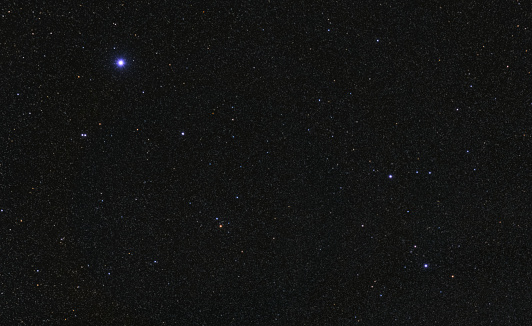 The constellation of Lyra with Vega (Alpha Lyrae) , the brightest star. Night sky stars chart and background