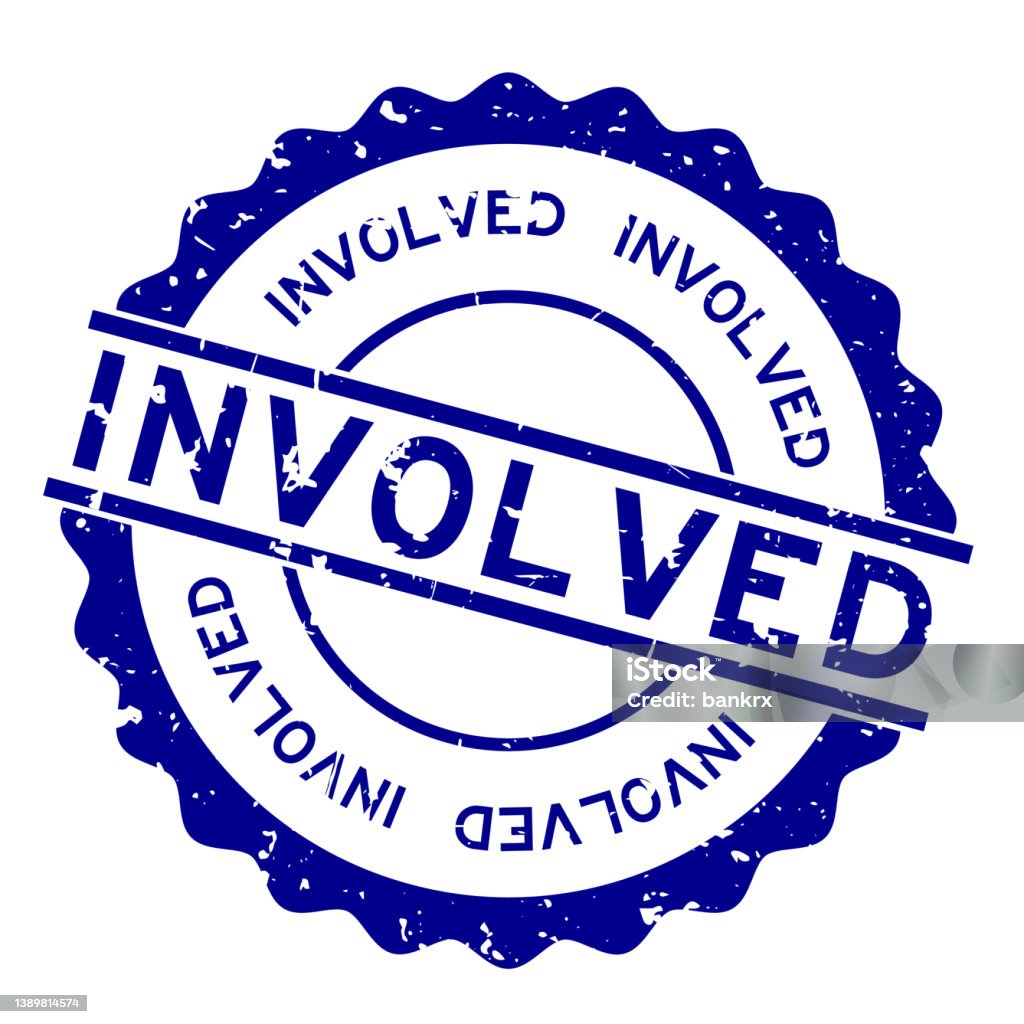 Inbvolved Grunge Blue Involved Word Round Rubber Seal Stamp On White Background ...