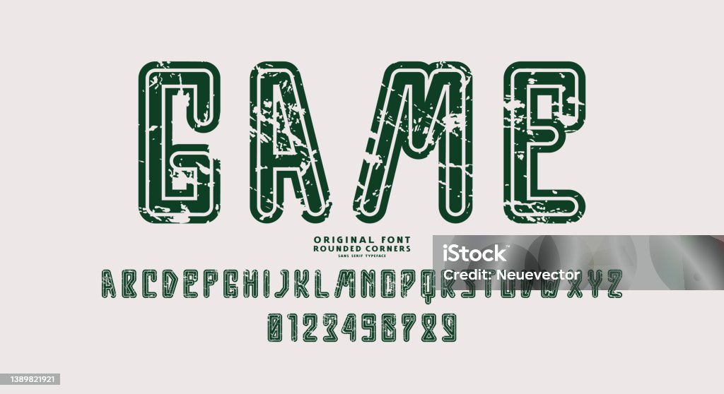 Font Sans Serif Dengan Sudut Bulat Dan Kontur Ilustrasi Stok - Unduh