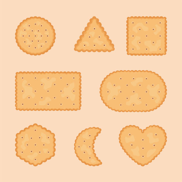 illustrations, cliparts, dessins animés et icônes de ensemble de biscuits de forme assortie - cracker