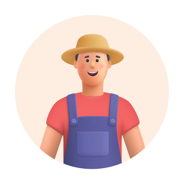 Young smiling man farmer. Agricultural worker. Gardening, farming, professional occupation concept. 3d vector people character illustration.Cartoon minimal style. Young smiling man farmer. Agricultural worker. Gardening, farming, professional occupation concept. 3d vector people character illustration.Cartoon minimal style. farmer stock illustrations