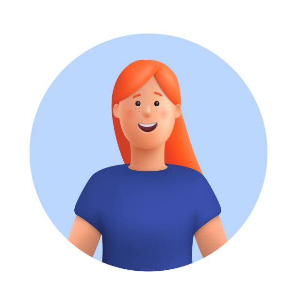 ilustraciones, imágenes clip art, dibujos animados e iconos de stock de joven mujer sonriente mia avatar. ilustración de personajes de personas vectoriales en 3d. estilo minimalista de dibujos animados. - personaje