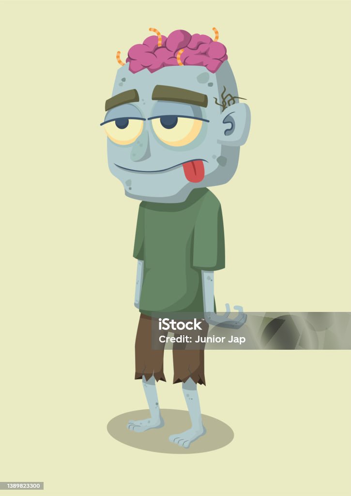 Funny Face Zombie Cartoon Character Stock Illustration - Download Image Now  - Bat - Animal, Cartoon, Celebration - iStock