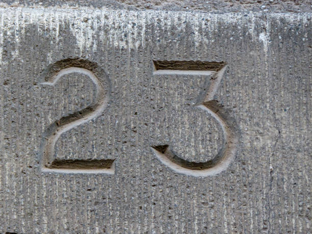 istock Carved home number on a wall 1389824164