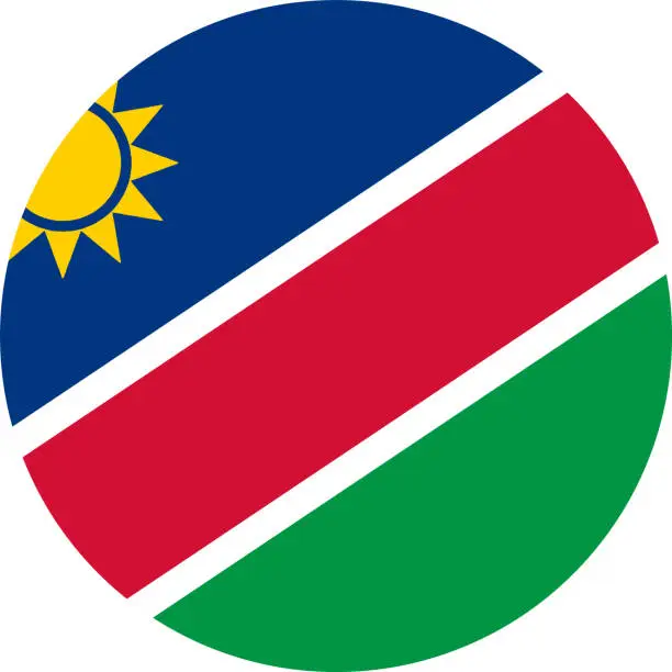 Vector illustration of Namibia flag in circle shape isolated  on jpg or transparent  background,Symbol of Namibia , template for banner,card,advertising, magazine, and business matching country poster, vector  illustration