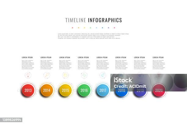horizontal timeline consisted of 4 round elements with... Horizontal Timeline Infographic With Round Elements Year Indicators And ...