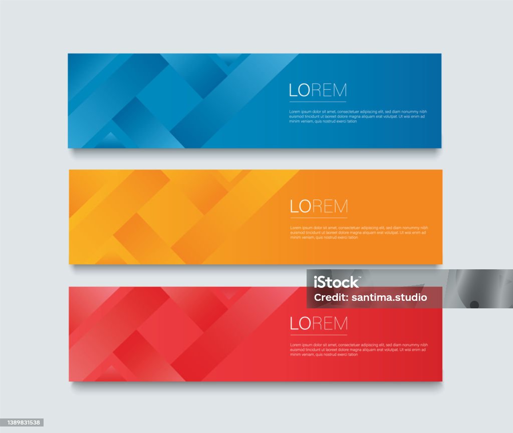 Set Template Banner Warnawarni Modern Desain Spanduk Biru Merah Dan