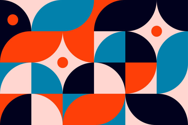abstract background, a pattern of geometric shape. the modern element is a circle, a line in the style of minimalism. for print. banner, web, business ideas. vector art illustration. Geometric minimalistic pattern, background of figures: circle, line. Abstract template for web, banner, sait, business, branding, print. vector art illustration. mosaic stock illustrations