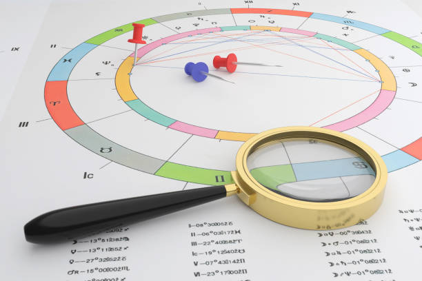 istock Astrological chart in the workplace of an astrologer. 3D render. 1389840913