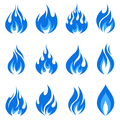 Vector icons of gas flame icons