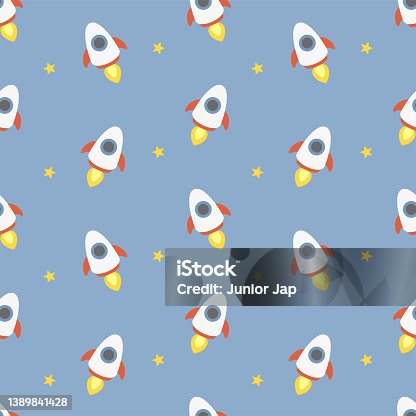 istock cute rocket and star seamless pattern 1389841428