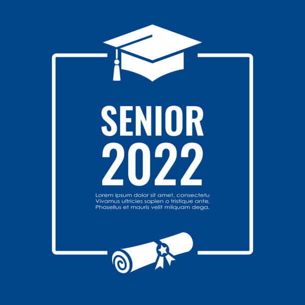 ilustrações de stock, clip art, desenhos animados e ícones de graduation poster design, senior class of 2022 year - graduation adult student mortar board diploma