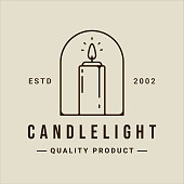 istock candle logo line art vector simple minimalist illustration template with badge icon graphic design 1389843603
