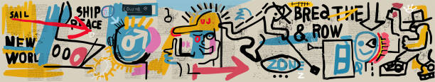 illustrazioni stock, clip art, cartoni animati e icone di tendenza di graffiti - graffiti