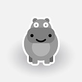 istock Happy Hippo cartoon character 1389845149