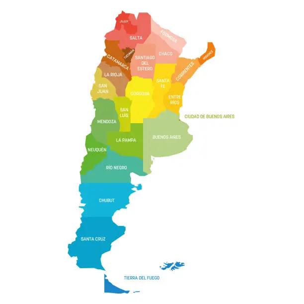 Vector illustration of Argentina - map of provinces