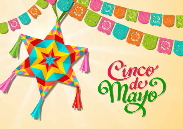 Vector illustration of Cinco De Mayo Star Pinata