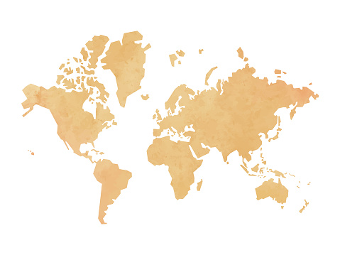 Vector illustration of a world map with a texture effect.