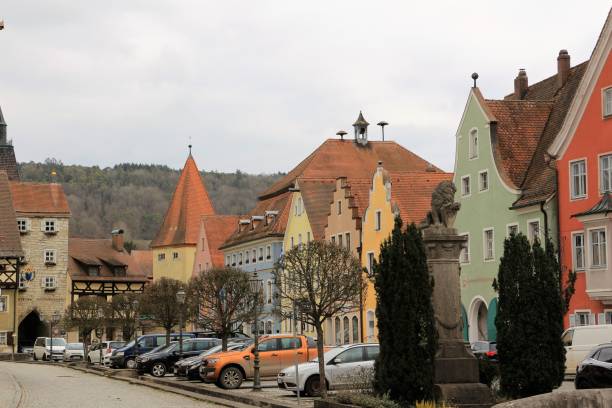 istock Cloudy winter day in Berching in Bavaria 1389854002