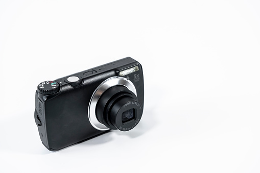 Black digital camera isolated on white　with clipping path