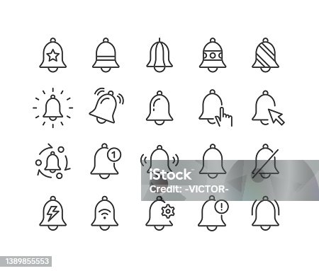 istock Notification and Bell Icons - Classic Line Series 1389855553