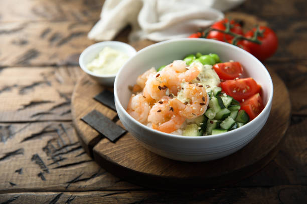 istock Rice bowl with shrimps 1389858243