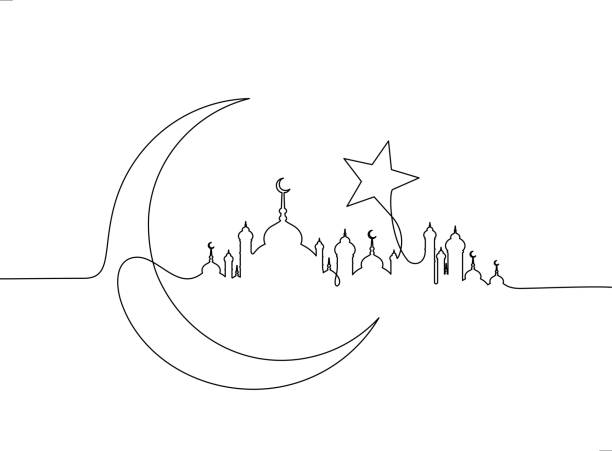 рамадан карим линия арт - mosque ramadan islam symbol stock illustrations