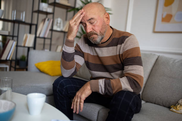 istock Depressed and pensive senior Caucasian man 1389864888