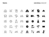 istock Travel Concept Universal Solid and Line Icon Set with Editable Stroke. Icons are Suitable for Web Page, Mobile App, UI, UX and GUI design. 1389865219