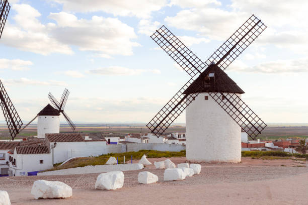 istock view of several windmills in a famous Spanish village 1389865256