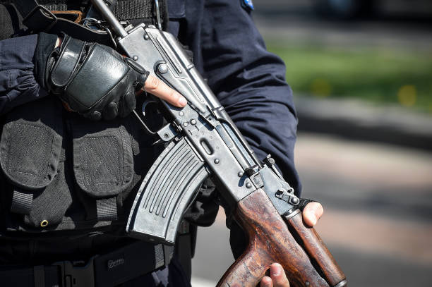istock A special forces soldier holding his automatic rifle during an incident 1389869428