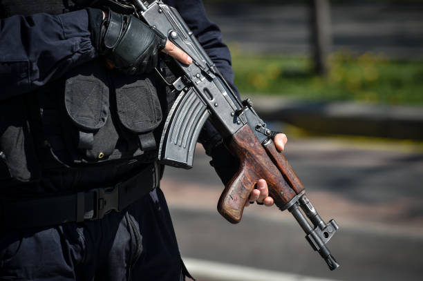 istock A special forces soldier holding his automatic rifle during an incident 1389869679