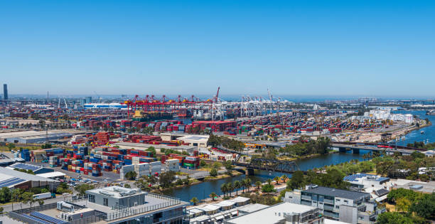 istock Container Terminal, City Port, Melbourne, Australia 1389869975