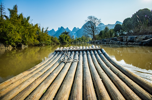 Bamboo raft in Li river,Guilin,China