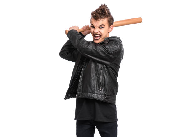 punk-gothic-stil teenager junge - baseball mit audio stock-fotos und bilder