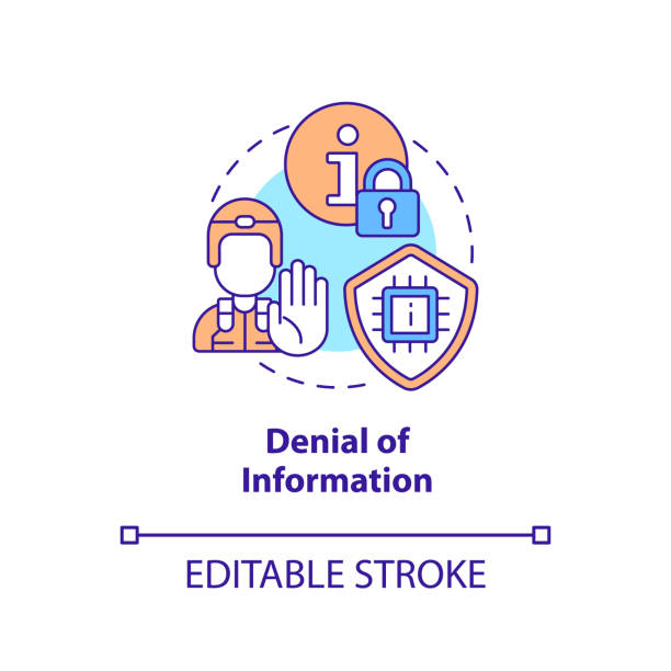 Denial of information concept icon Denial of information concept icon. Data access ban. Information warfare tactic abstract idea thin line illustration. Isolated outline drawing. Editable stroke. Arial, Myriad Pro-Bold fonts used sabotage icon stock illustrations