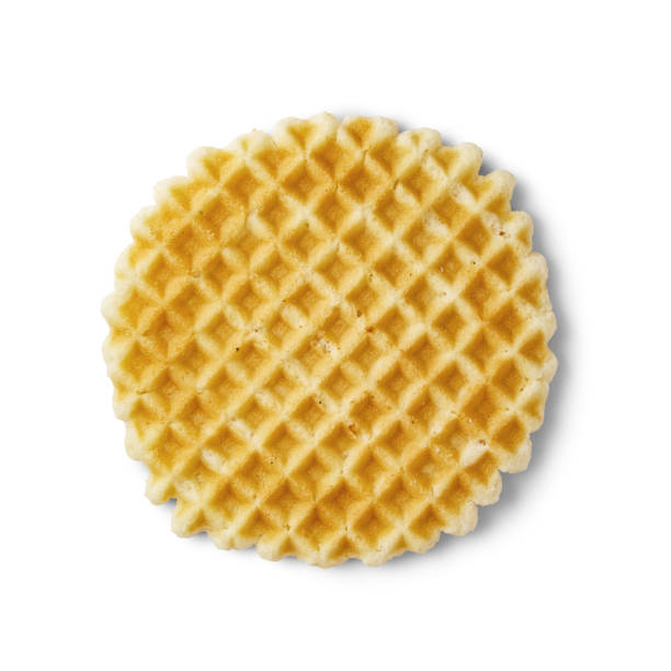 istock Thin Belgian waffles isolated on white top view. 1389874916