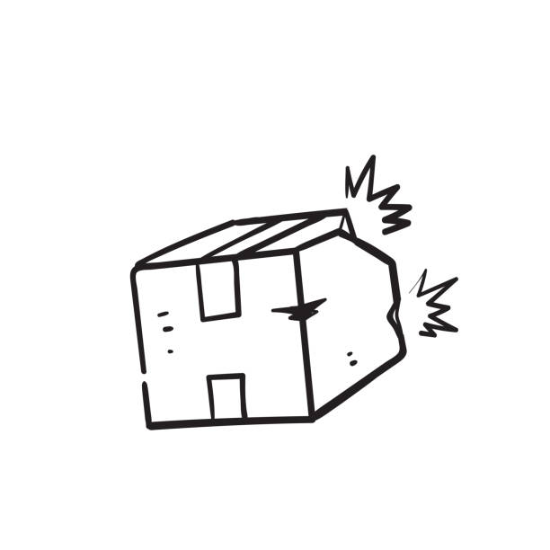 ręcznie rysowany doodle broken cardboard icon ilustracja wektor izolowany - cardboard box box open carton stock illustrations