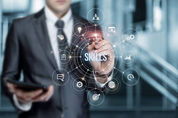 istock Businessman draw on virtual computer screen skills . 1389880510
