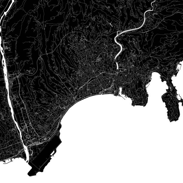 ilustrações, clipart, desenhos animados e ícones de mapa vetorial de nice, frança - city of nice illustrations