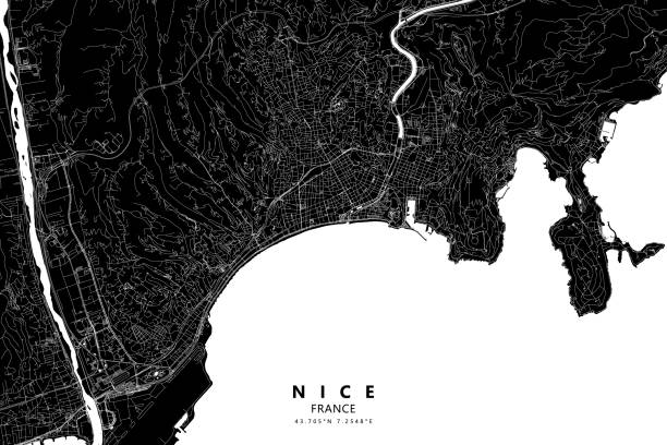 ilustrações, clipart, desenhos animados e ícones de mapa vetorial de nice, frança - city of nice illustrations