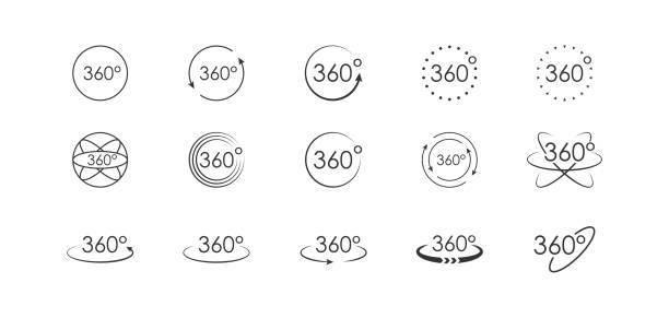 360 degree view set icon. Vector arrows circle, isolated logo, white background 360 degree view set icon. Vector arrows circle, isolated logo on white background 2590 stock illustrations