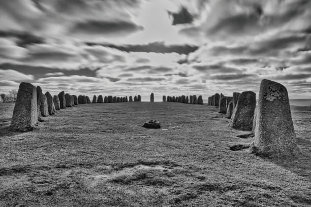 Historical and archaeological site in Sweden Ales Stenar Ales stenar is a megalithic monument near Ystad in southern Sweden ales stenar stock pictures, royalty-free photos & images