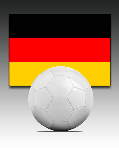istock Soccer ball with Germany national team flag. 1389883851