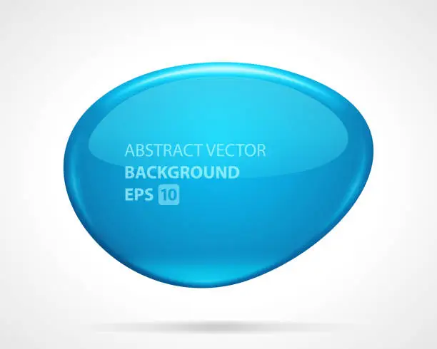 Vector illustration of Oval abstract glass vector template background. Blue gradient plastic with bright volumetric glow with soft anti aliasing.