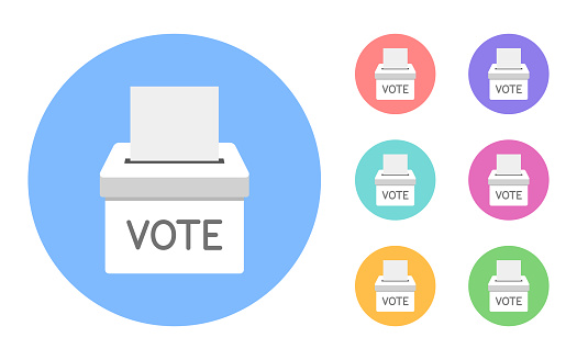 Set of different colored voting boxes. Vector.