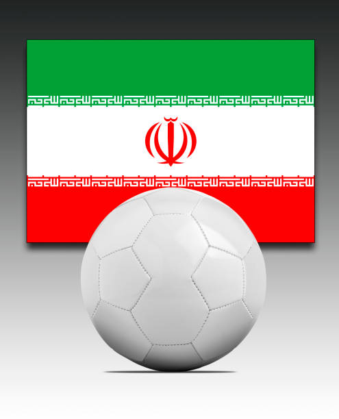 istock Soccer ball with Iran national team flag. 1389884224