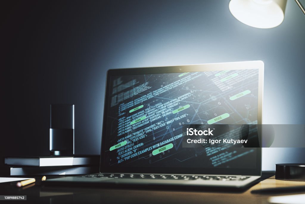 Modern Computer Display With Abstract Software Development Hologram ...