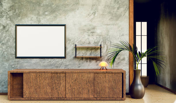 istock Interior rest room design with photo frames mock up for text 1389890038